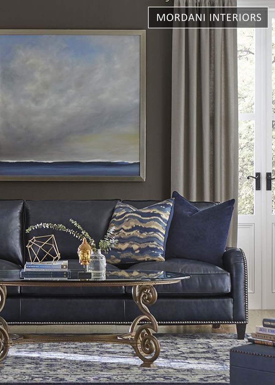 Ink Blue Leather Upholstery